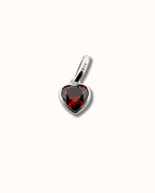 January Heart Birthstone Charm