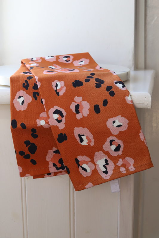 Rust Leopard Tea Towel