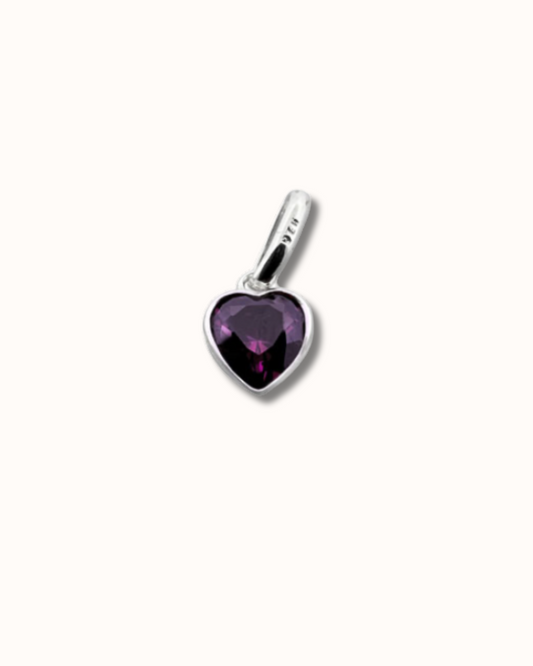 February Heart Birthstone Charm