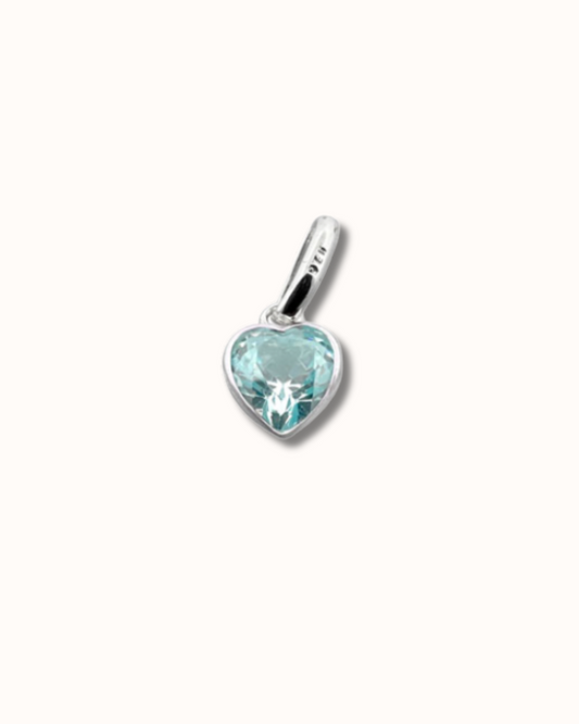 March Heart Birthstone Charm