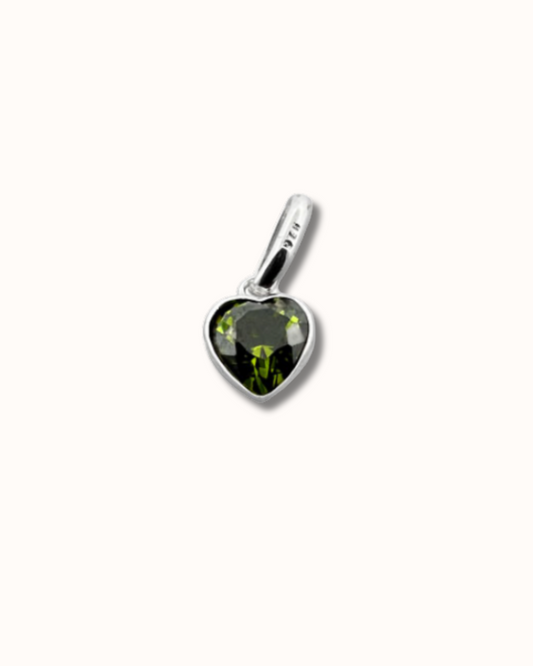 August Heart Birthstone Charm