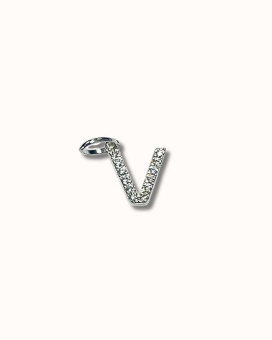 V Sparkle Letter Charm