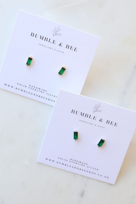 Crystal Studs Emerald Green