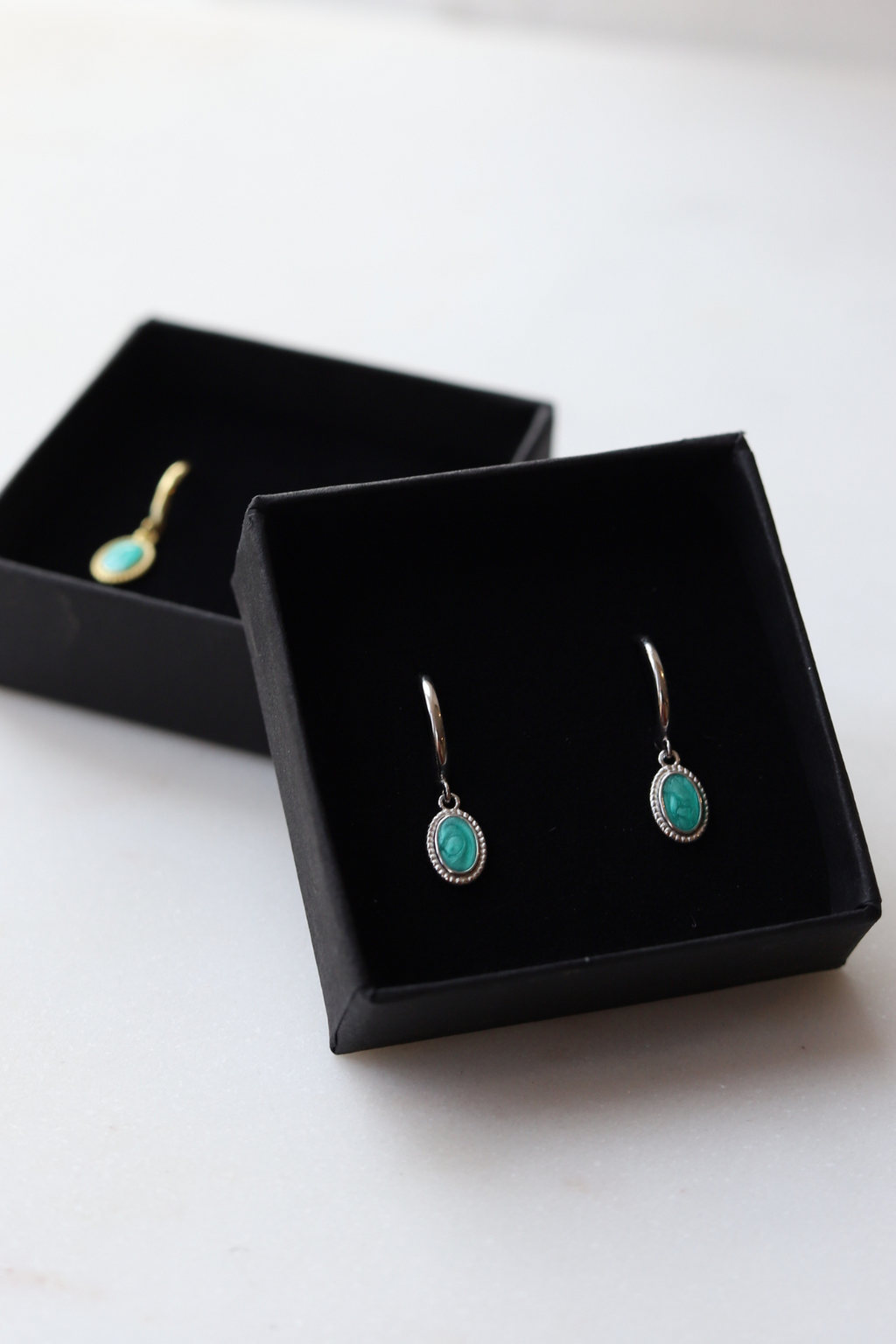 Turquoise Stone Huggies