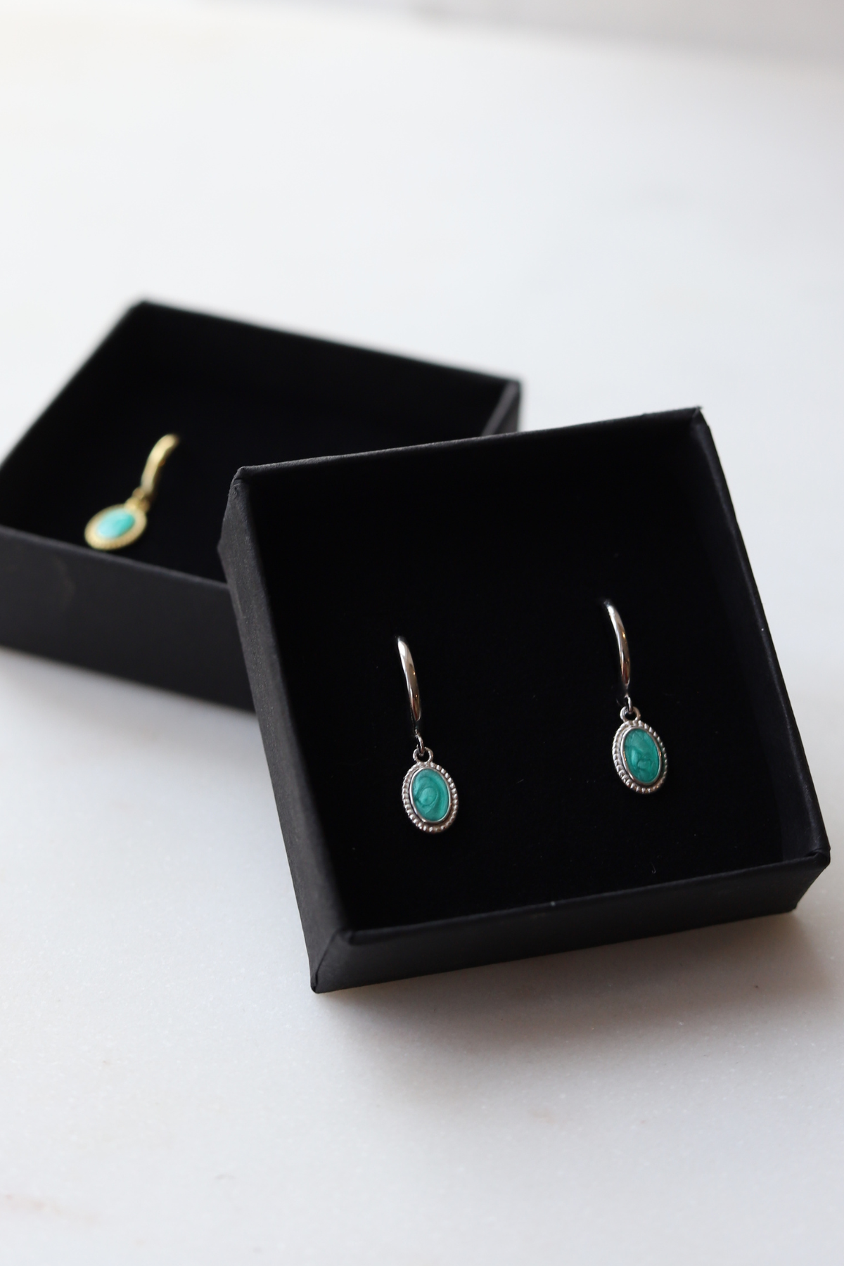 Turquoise Stone Huggies